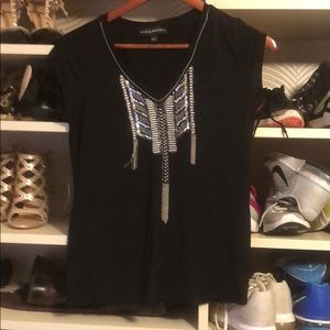 Rock & republic shirt.  Black with silver